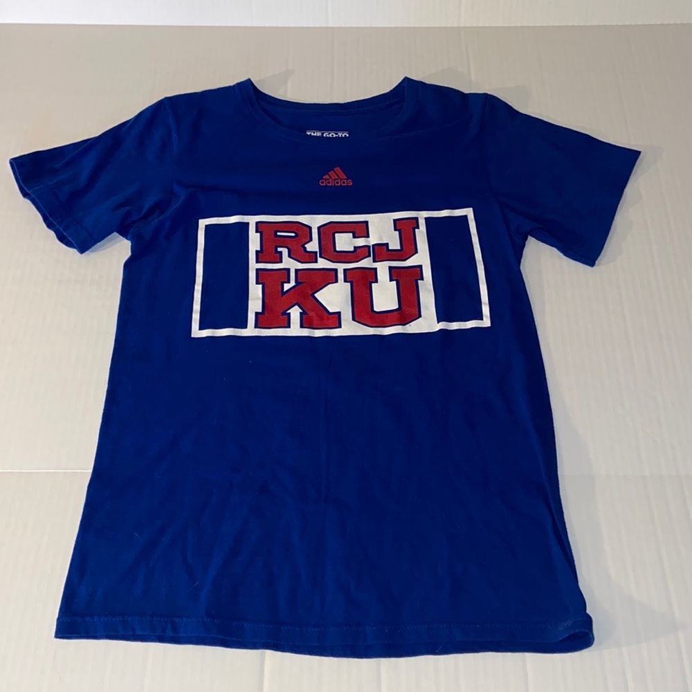 Adidas The Go To Tee Small RCJ KU Jayhawks Short Sleeve Tee Shirt